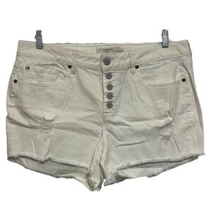 Torrid White Distressed Denim Shorts Button Fly Raw Hem NWT Size 16